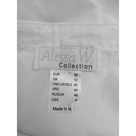 Alessa W Womens White Smocked Lace Peasant Tunic Blouse 3/4 Sleeve Size 6 Fairy - Picture 13 of 14